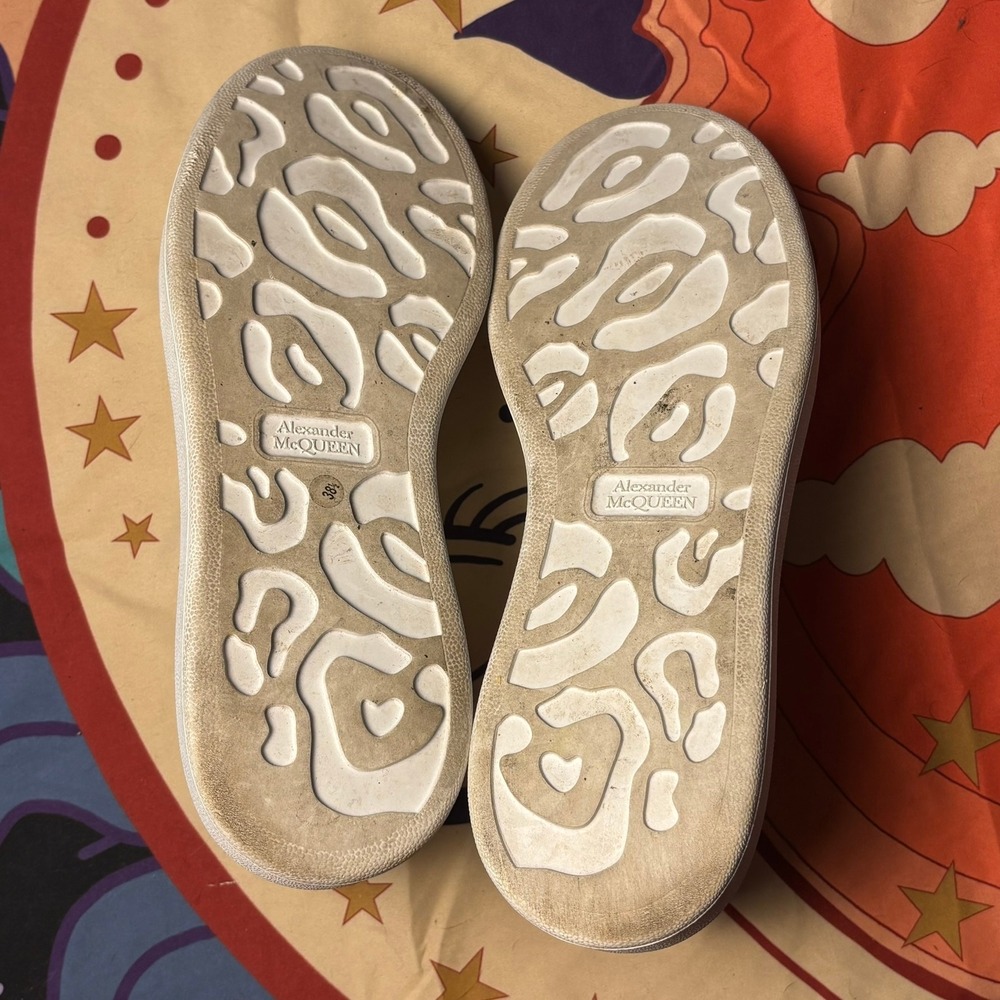 Alexander McQueen Oversized Sneakers White Light Blue Suede 553770 38.5 Designer - Picture 9 of 16